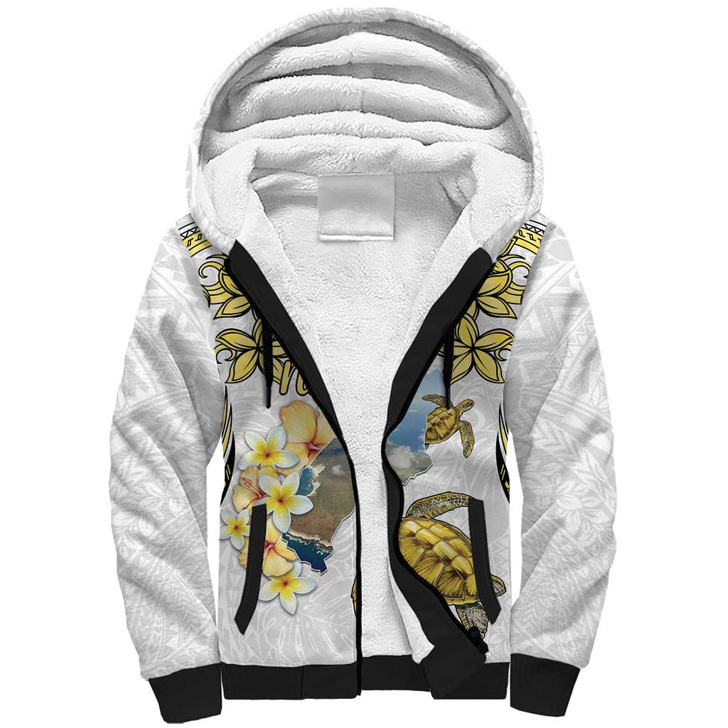 Personalised Aloha Hawaii Niihau Island Sherpa Hoodie Forbidden Isle Map Shell Lei LT14 Unisex Yellow - Polynesian Pride