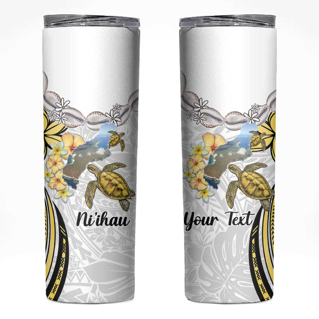 Personalised Aloha Hawaii Niihau Island Skinny Tumbler Forbidden Isle Map Shell Lei