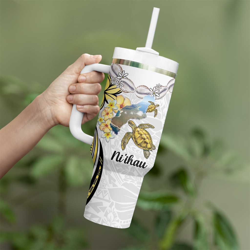 Personalised Aloha Hawaii Niihau Island Tumbler With Handle Forbidden Isle Map Shell Lei LT14 - Polynesian Pride