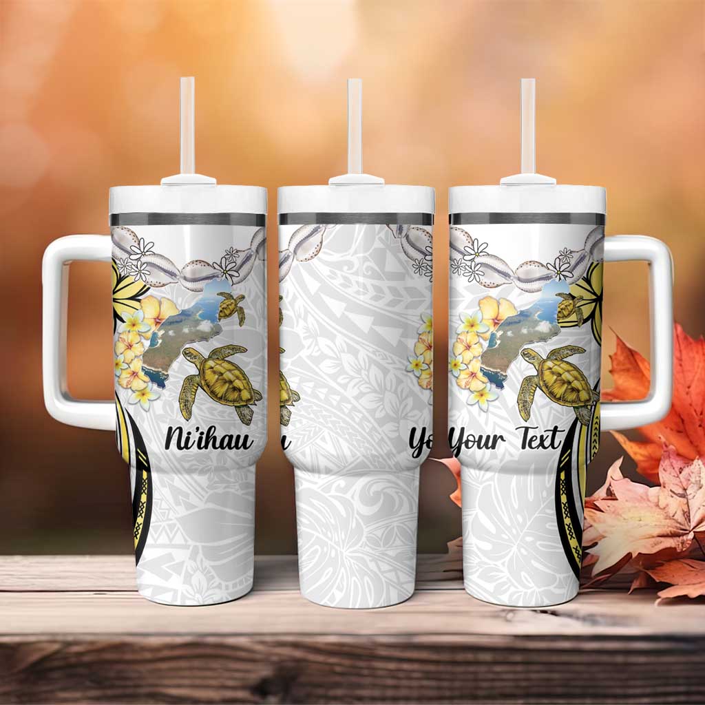 Personalised Aloha Hawaii Niihau Island Tumbler With Handle Forbidden Isle Map Shell Lei LT14 - Polynesian Pride