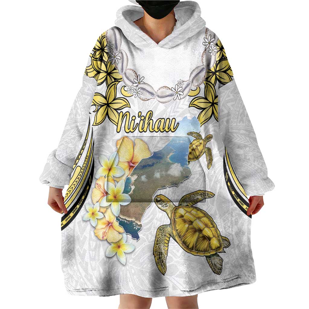 Personalised Aloha Hawaii Niihau Island Wearable Blanket Hoodie Forbidden Isle Map Shell Lei LT14 - Polynesian Pride