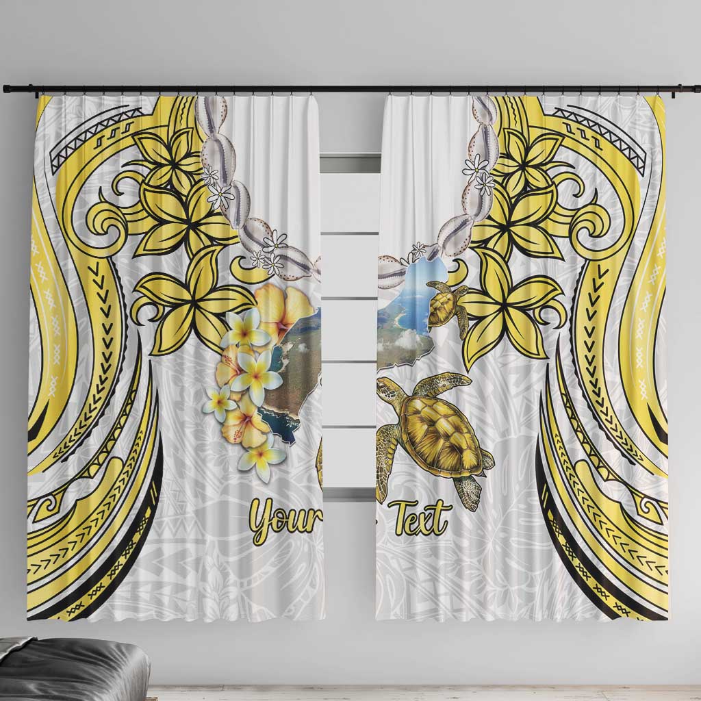 Personalised Aloha Hawaii Niihau Island Window Curtain Forbidden Isle Map Shell Lei LT14 With Hooks Yellow - Polynesian Pride