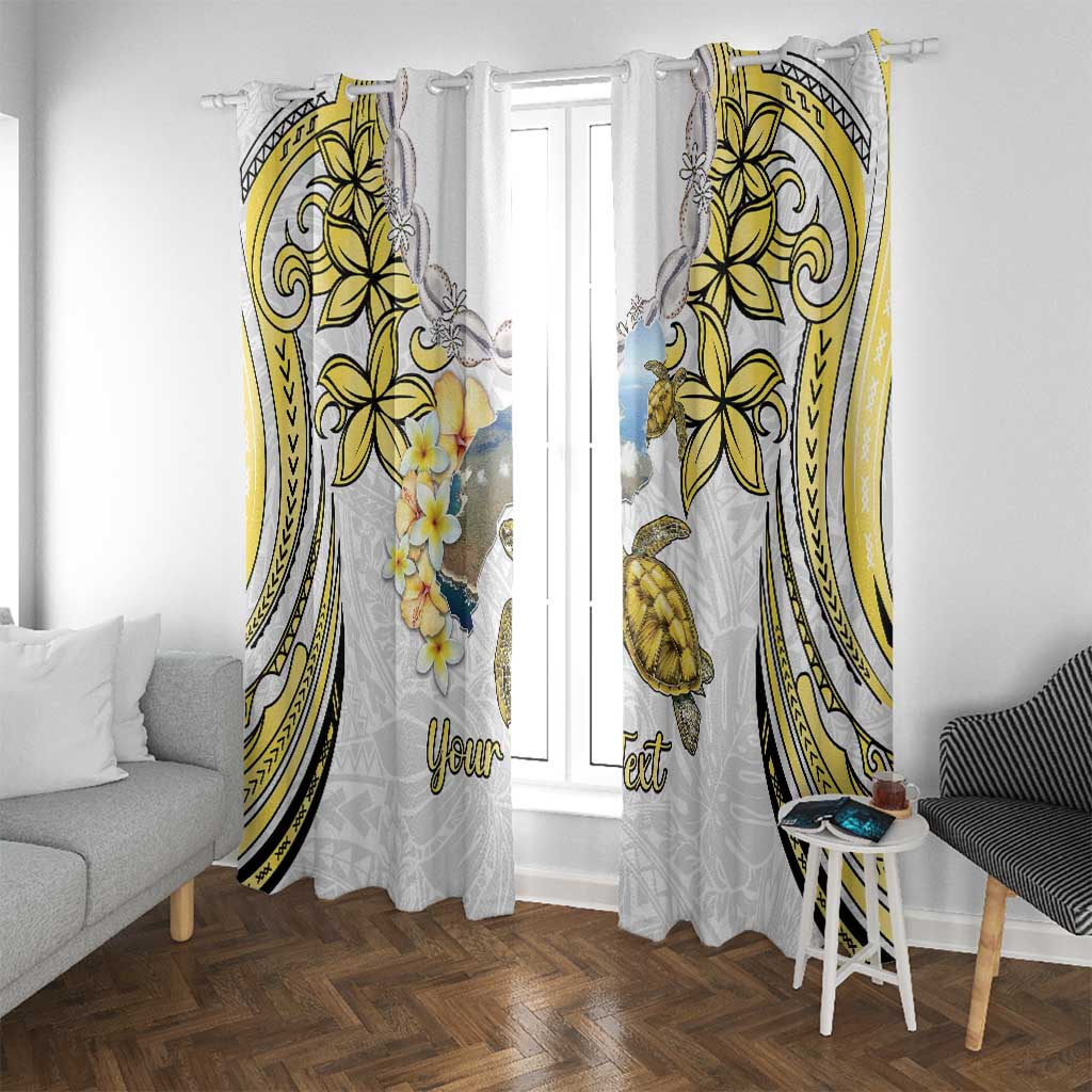 Personalised Aloha Hawaii Niihau Island Window Curtain Forbidden Isle Map Shell Lei LT14 With Grommets Yellow - Polynesian Pride