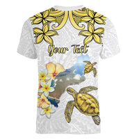 Personalised Aloha Hawaii Niihau Island Women V-Neck T-Shirt Forbidden Isle Map Shell Lei