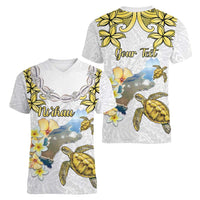 Personalised Aloha Hawaii Niihau Island Women V-Neck T-Shirt Forbidden Isle Map Shell Lei