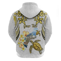 Personalised Aloha Hawaii Niihau Island Zip Hoodie Forbidden Isle Map Shell Lei