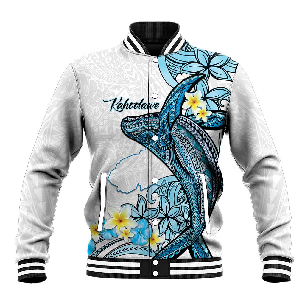 Personalised Aloha Hawaii Kahoolawe Island Baseball Jacket Target Isle Map With Humpback Whale LT14 Unisex Blue - Polynesian Pride