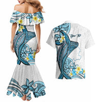 Personalised Aloha Hawaii Kahoolawe Island Couples Matching Mermaid Dress and Hawaiian Shirt Target Isle Map With Humpback Whale LT14 - Polynesian Pride