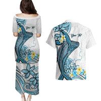 Personalised Aloha Hawaii Kahoolawe Island Couples Matching Puletasi and Hawaiian Shirt Target Isle Map With Humpback Whale LT14 - Polynesian Pride