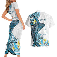 Personalised Aloha Hawaii Kahoolawe Island Couples Matching Short Sleeve Bodycon Dress and Hawaiian Shirt Target Isle Map With Humpback Whale LT14 - Polynesian Pride