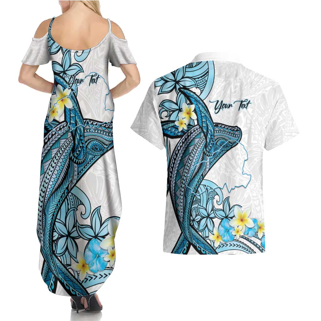 Personalised Aloha Hawaii Kahoolawe Island Couples Matching Summer Maxi Dress and Hawaiian Shirt Target Isle Map With Humpback Whale LT14 - Polynesian Pride