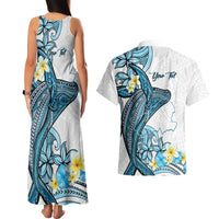 Personalised Aloha Hawaii Kahoolawe Island Couples Matching Tank Maxi Dress and Hawaiian Shirt Target Isle Map With Humpback Whale LT14 - Polynesian Pride