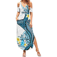 Personalised Aloha Hawaii Kahoolawe Island Family Matching Summer Maxi Dress and Hawaiian Shirt Target Isle Map With Humpback Whale