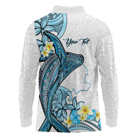 Personalised Aloha Hawaii Kahoolawe Island Long Sleeve Polo Shirt Target Isle Map With Humpback Whale