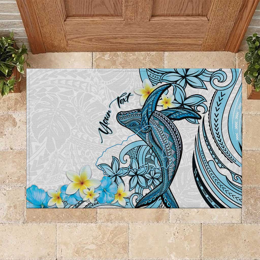Personalised Aloha Hawaii Kahoolawe Island Rubber Doormat Target Isle Map With Humpback Whale LT14 Blue - Polynesian Pride