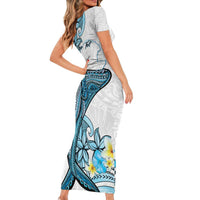 Personalised Aloha Hawaii Kahoolawe Island Short Sleeve Bodycon Dress Target Isle Map With Humpback Whale