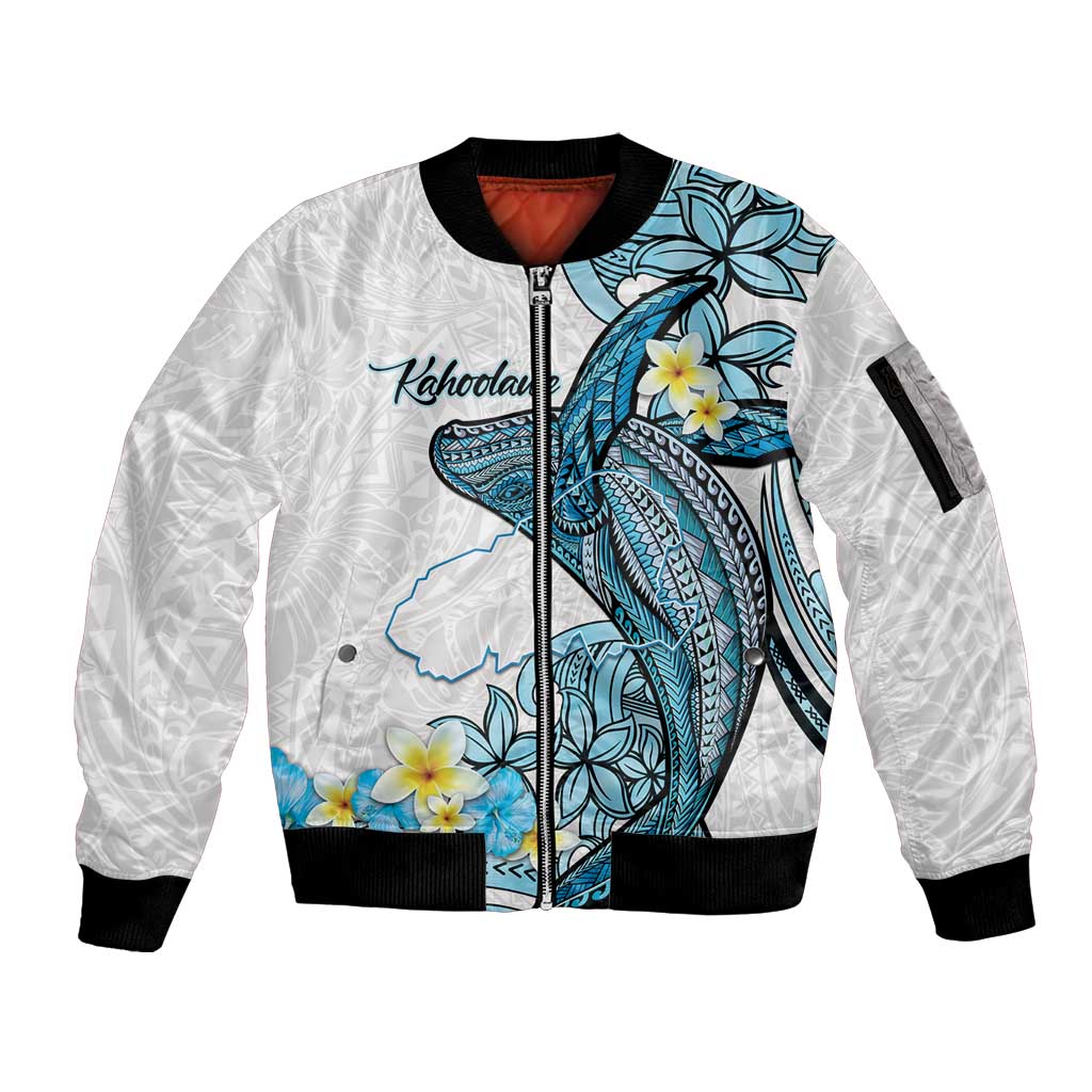 Personalised Aloha Hawaii Kahoolawe Island Sleeve Zip Bomber Jacket Target Isle Map With Humpback Whale