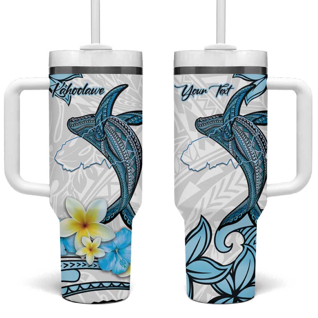Personalised Aloha Hawaii Kahoolawe Island Tumbler With Handle Target Isle Map With Humpback Whale LT14 One Size: 40 oz Blue - Polynesian Pride