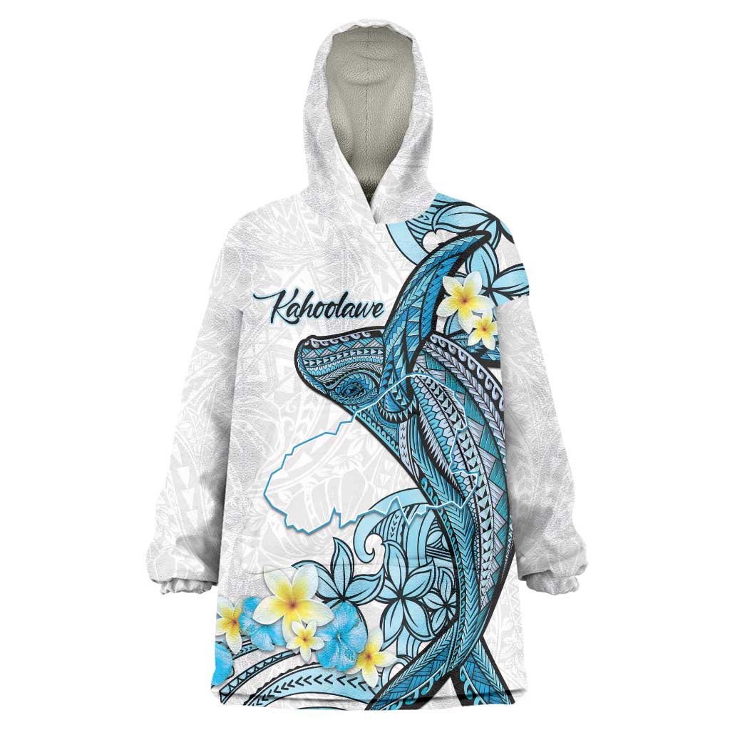 Personalised Aloha Hawaii Kahoolawe Island Wearable Blanket Hoodie Target Isle Map With Humpback Whale LT14 One Size Blue - Polynesian Pride