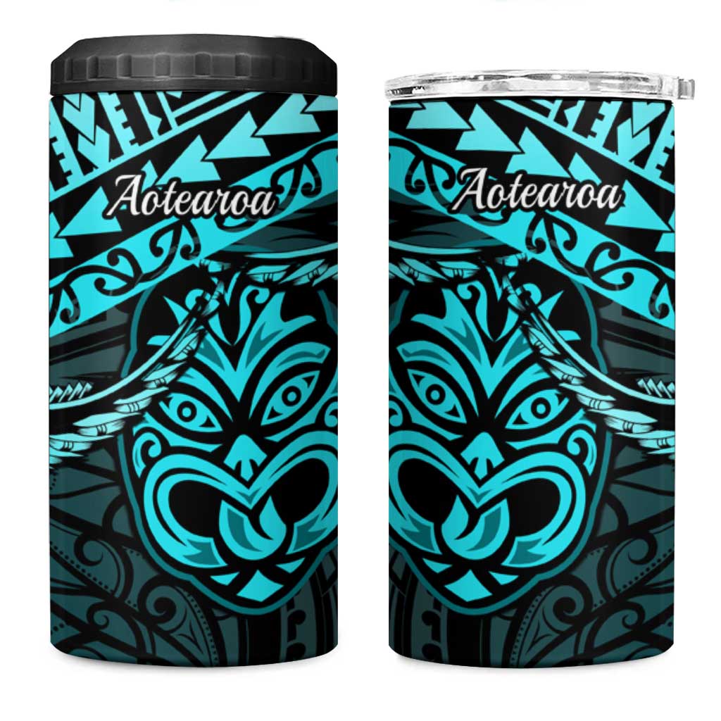 Matariki New Zealand 4 in 1 Can Cooler Tumbler Maori New Year Tiki Turquoise Version