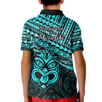 Matariki New Zealand Kid Polo Shirt Maori New Year Tiki Turquoise Version LT14