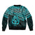 Matariki New Zealand Sleeve Zip Bomber Jacket Maori New Year Tiki Turquoise Version LT14