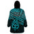 Matariki New Zealand Wearable Blanket Hoodie Maori New Year Tiki Turquoise Version LT14