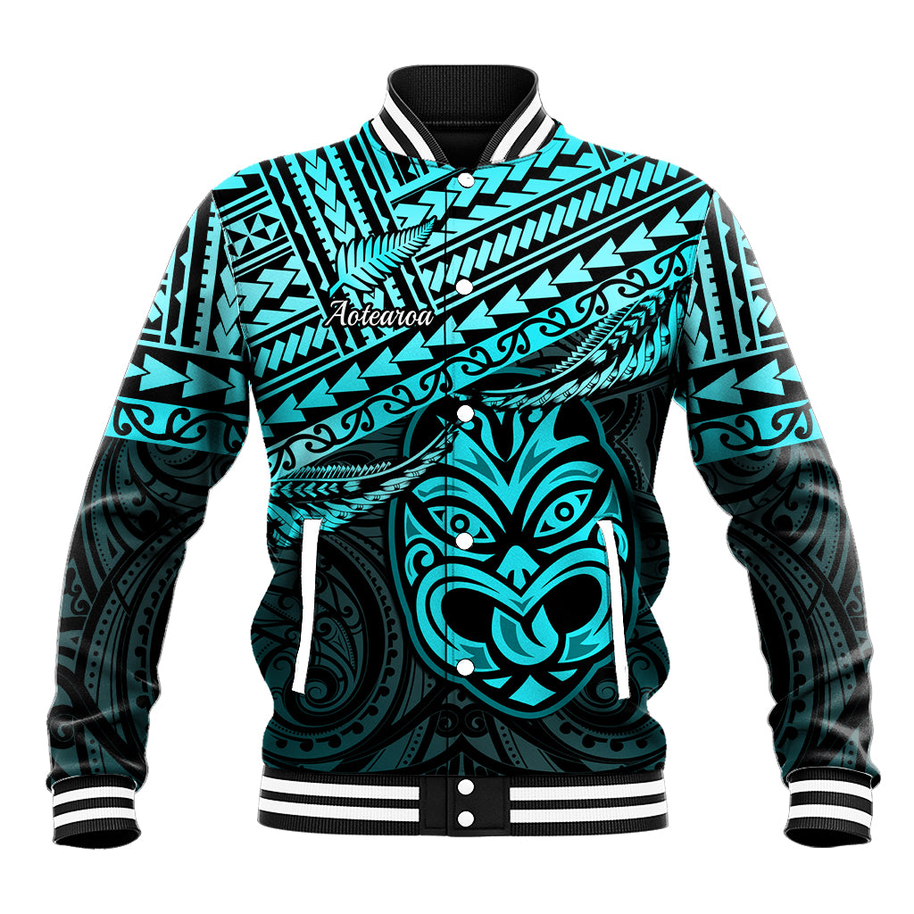 Personalised Matariki New Zealand Baseball Jacket Maori New Year Tiki Turquoise Version LT14