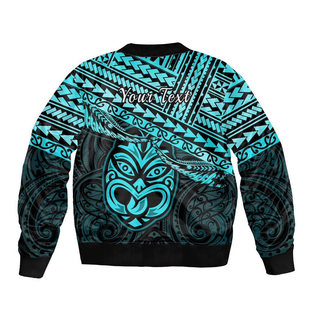 Personalised Matariki New Zealand Bomber Jacket Maori New Year Tiki Turquoise Version LT14