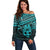 Personalised Matariki New Zealand Off Shoulder Sweater Maori New Year Tiki Turquoise Version LT14