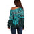 Personalised Matariki New Zealand Off Shoulder Sweater Maori New Year Tiki Turquoise Version LT14