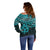 Personalised Matariki New Zealand Off Shoulder Sweater Maori New Year Tiki Turquoise Version LT14