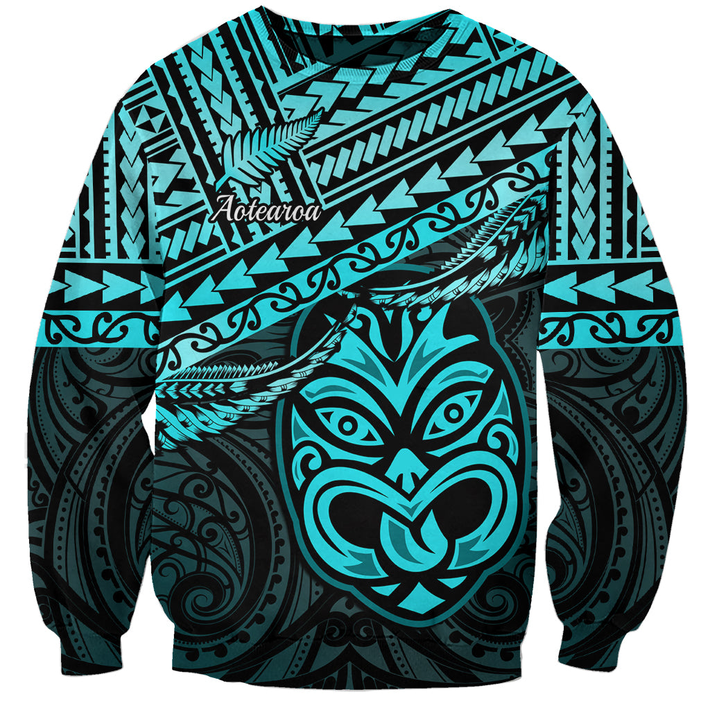 Personalised Matariki New Zealand Sweatshirt Maori New Year Tiki Turquoise Version LT14