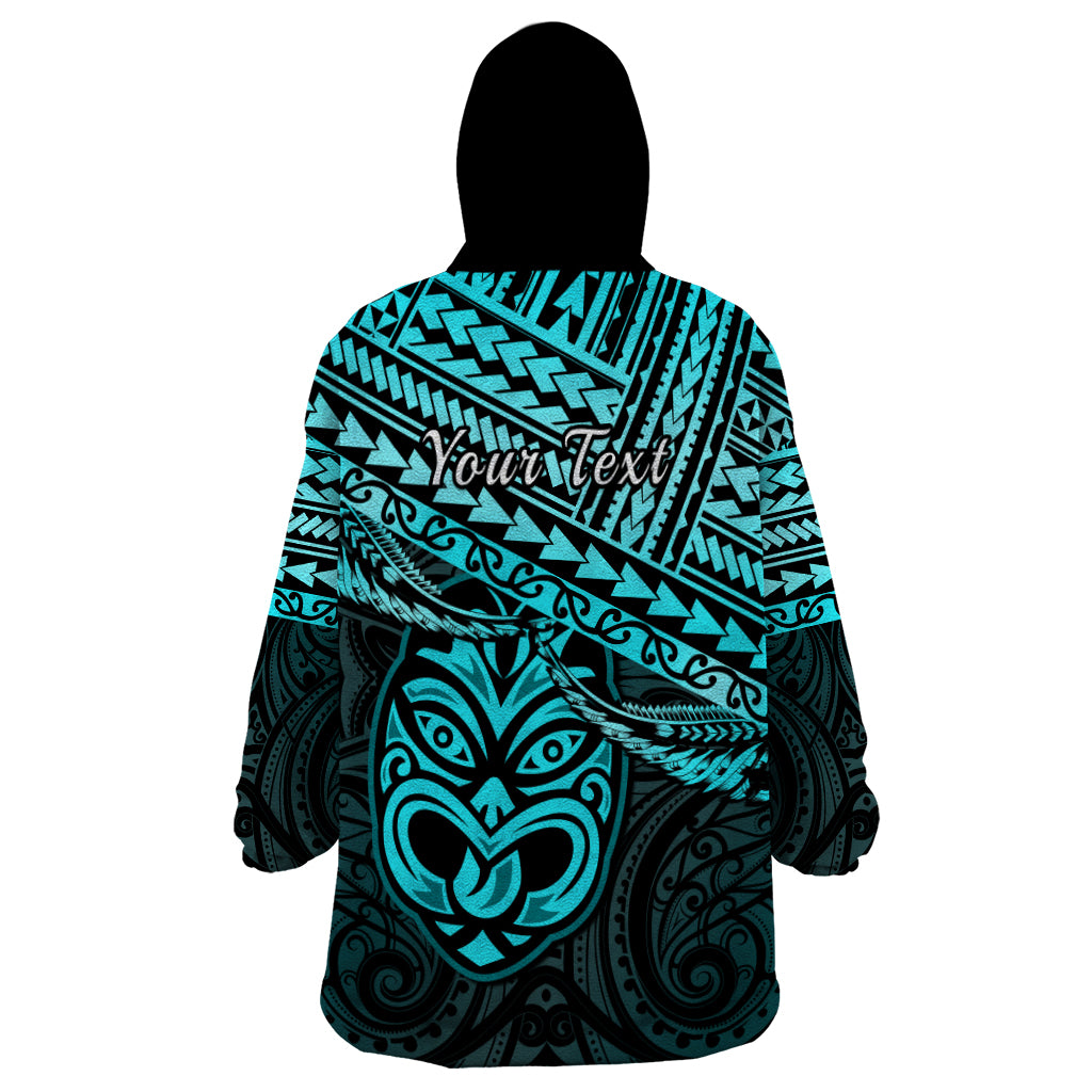 Personalised Matariki New Zealand Wearable Blanket Hoodie Maori New Year Tiki Turquoise Version LT14