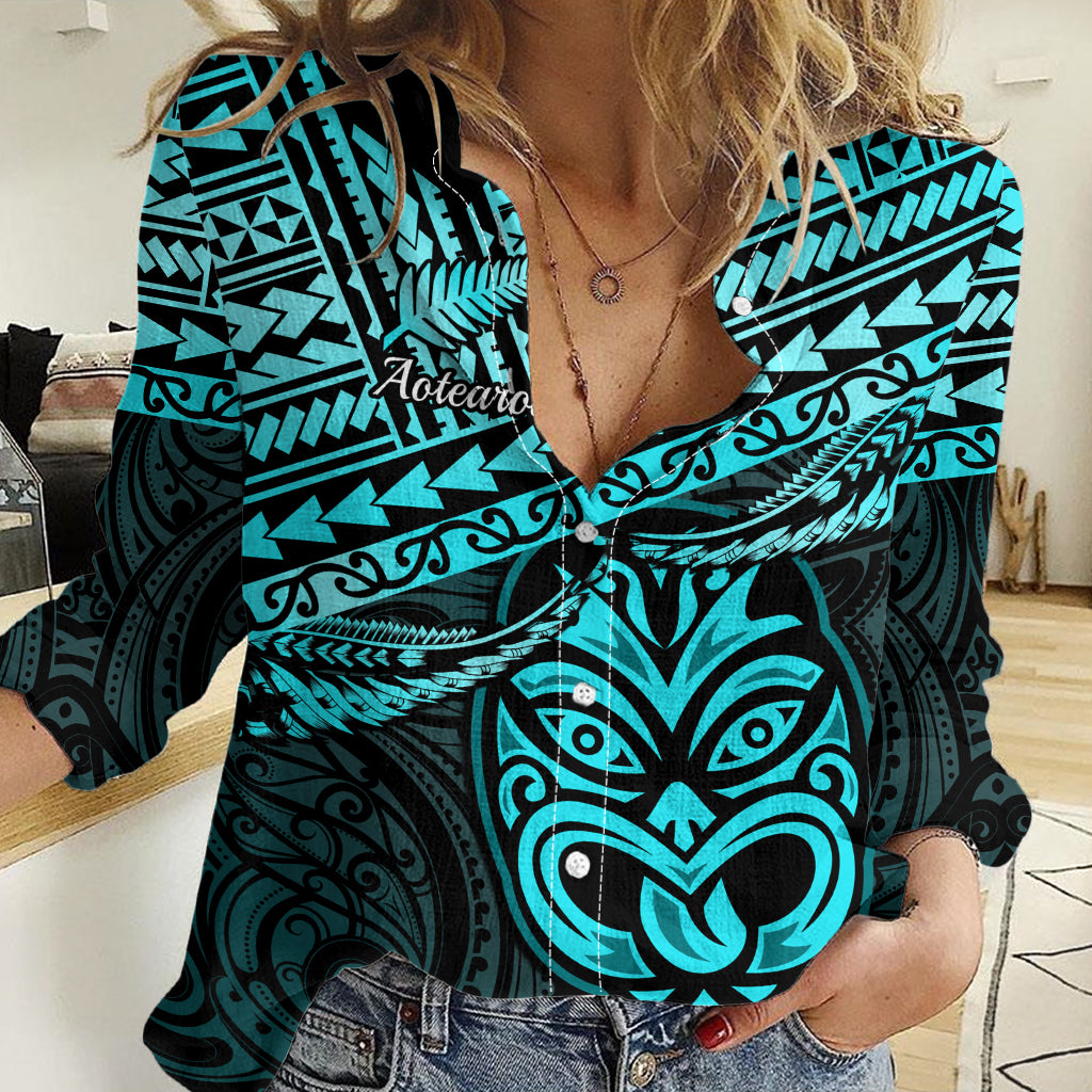 Personalised Matariki New Zealand Women Casual Shirt Maori New Year Tiki Turquoise Version LT14