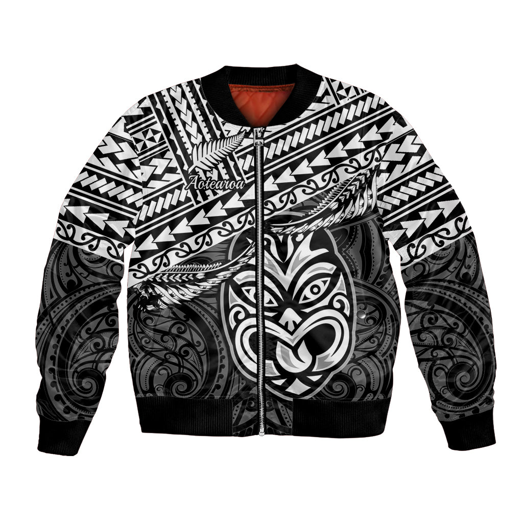 Matariki New Zealand Bomber Jacket Maori New Year Tiki Black Version LT14