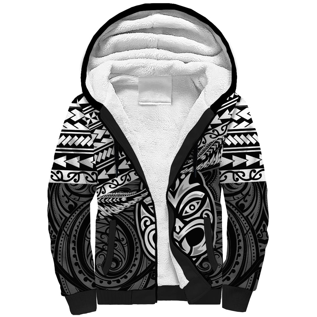 Matariki New Zealand Sherpa Hoodie Maori New Year Tiki Black Version LT14