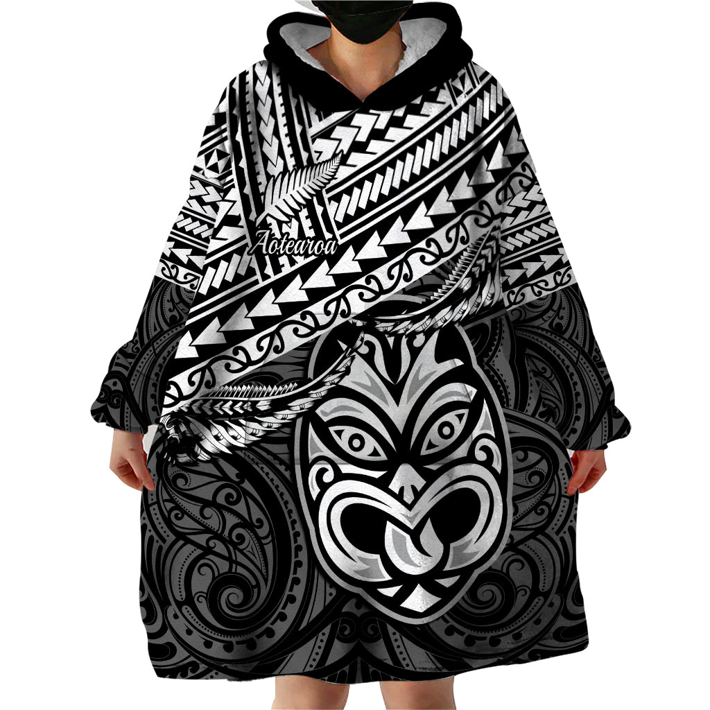 Matariki New Zealand Wearable Blanket Hoodie Maori New Year Tiki Black Version LT14