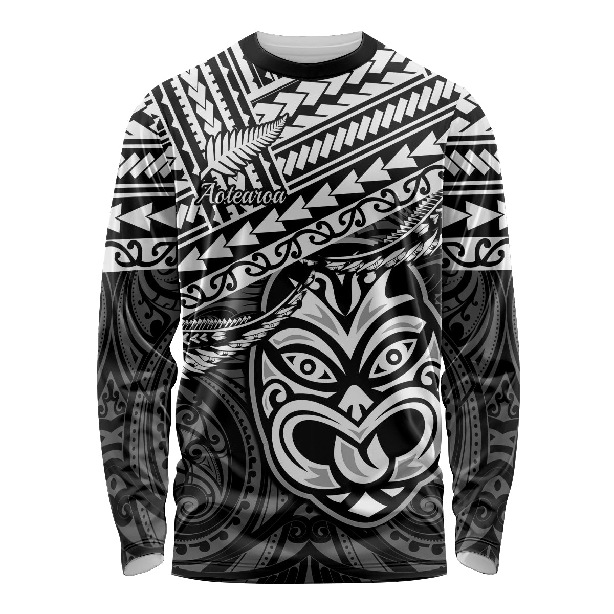 Personalised Matariki New Zealand Long Sleeve Shirt Maori New Year Tiki Black Version LT14