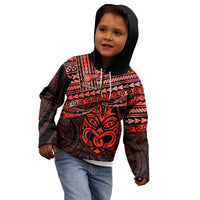 Matariki New Zealand Kid Hoodie Maori New Year Tiki Red Version LT14