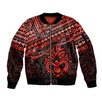 Matariki New Zealand Sleeve Zip Bomber Jacket Maori New Year Tiki Red Version LT14