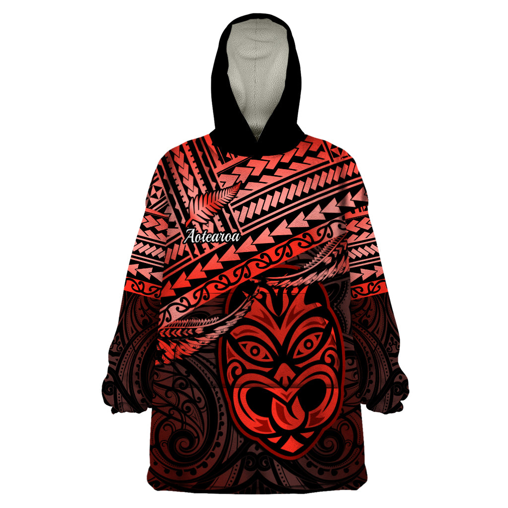 Matariki New Zealand Wearable Blanket Hoodie Maori New Year Tiki Red Version LT14