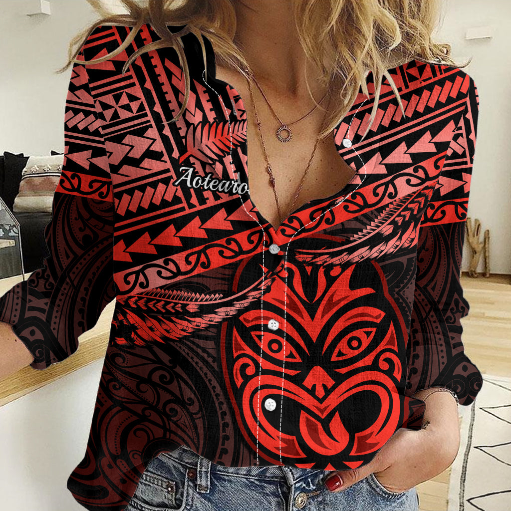 Matariki New Zealand Women Casual Shirt Maori New Year Tiki Red Version LT14