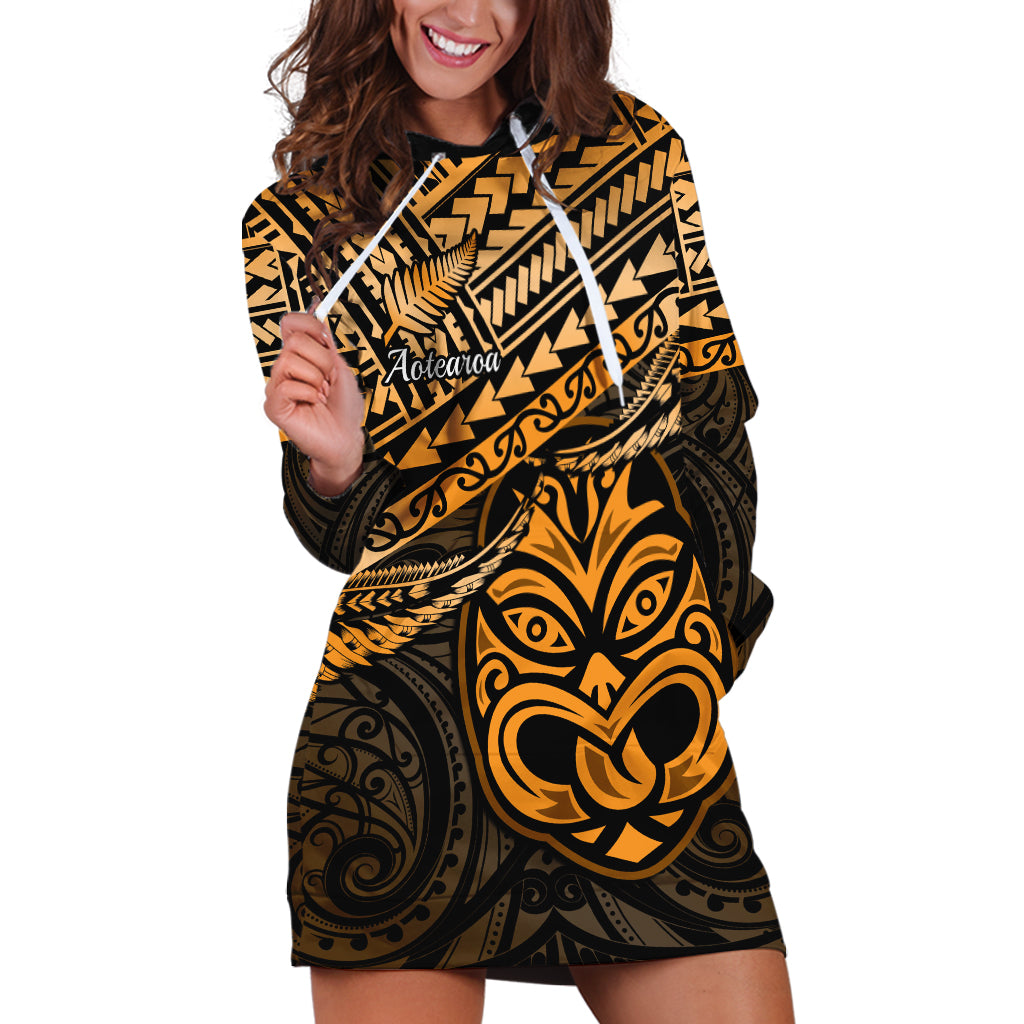 Matariki New Zealand Hoodie Dress Maori New Year Tiki Gold Version LT14