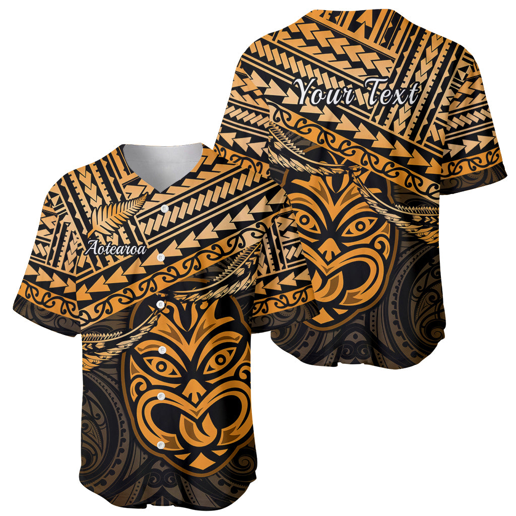 Personalised Matariki New Zealand Baseball Jersey Maori New Year Tiki Gold Version LT14