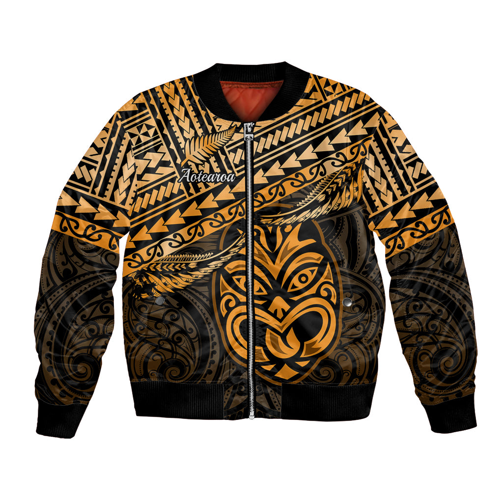 Personalised Matariki New Zealand Bomber Jacket Maori New Year Tiki Gold Version LT14