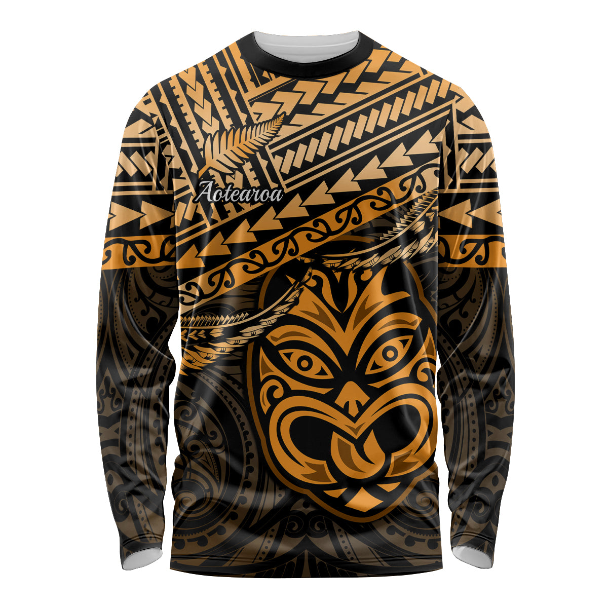 Personalised Matariki New Zealand Long Sleeve Shirt Maori New Year Tiki Gold Version LT14