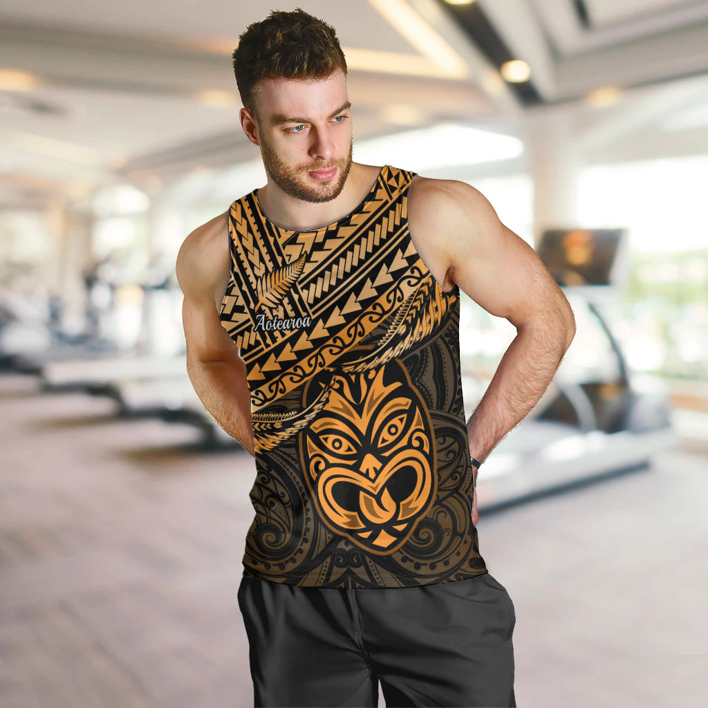 Personalised Matariki New Zealand Men Tank Top Maori New Year Tiki Gold Version LT14