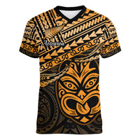Personalised Matariki New Zealand Women V Neck T Shirt Maori New Year Tiki Gold Version LT14