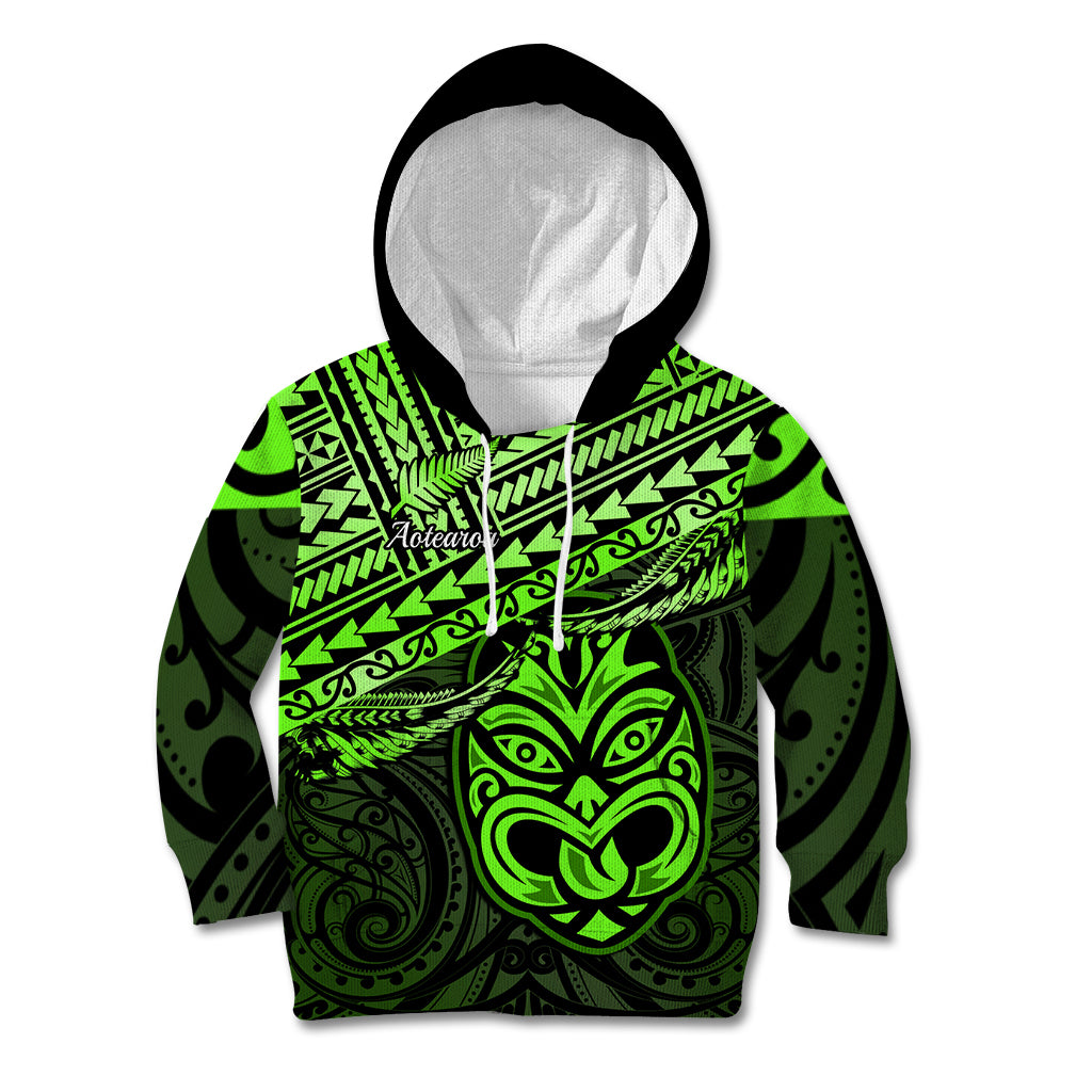 Matariki New Zealand Kid Hoodie Maori New Year Tiki Green Version LT14